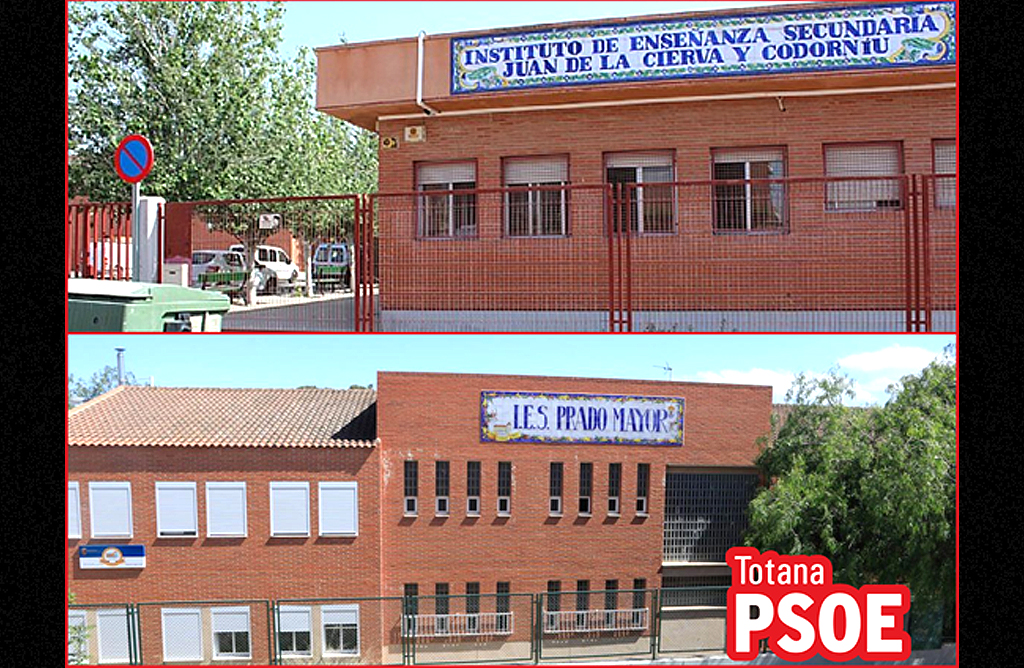 El PSOE denuncia la falta de espacios en los dos institutos de Totana